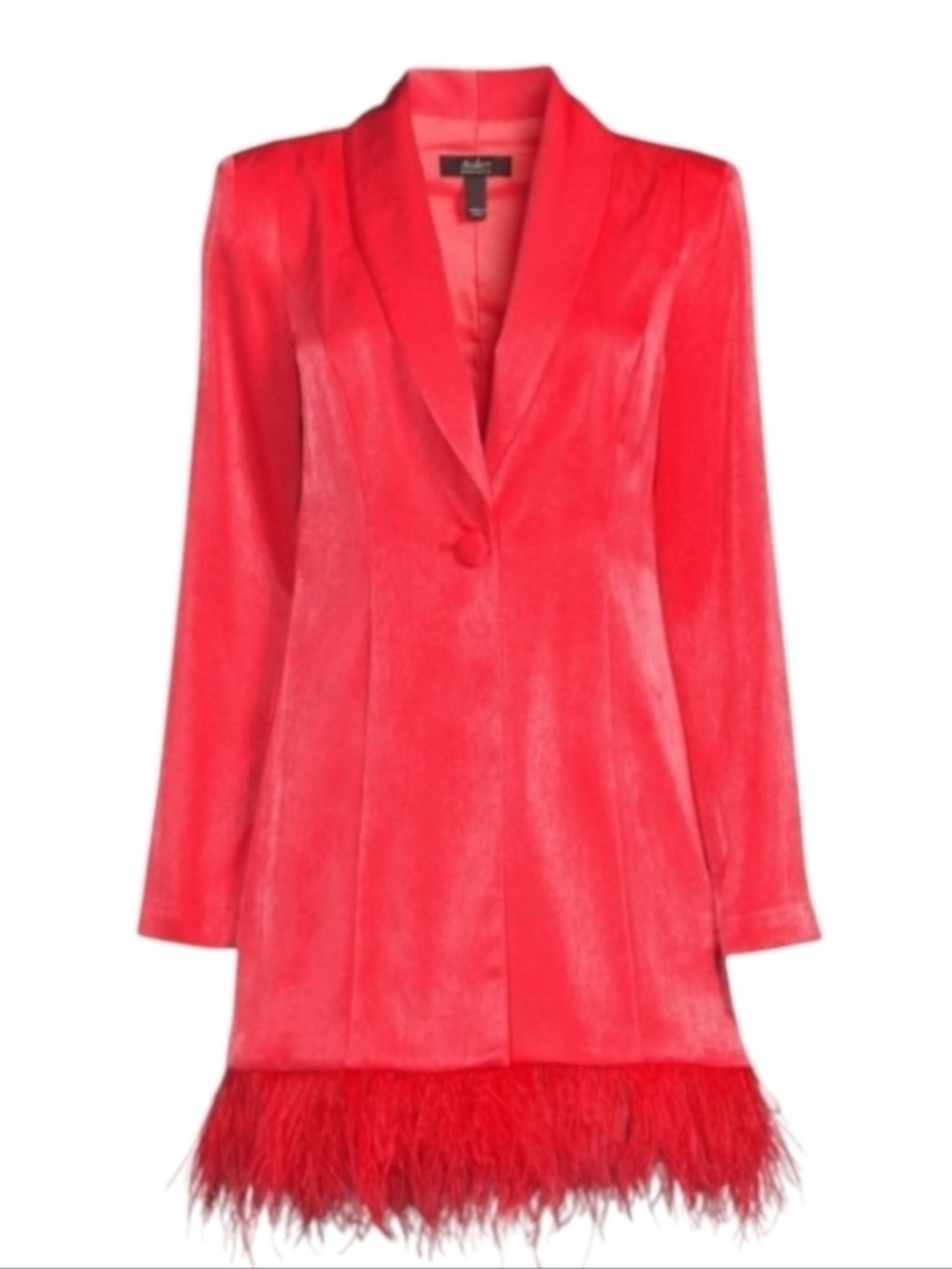 Aidan by Aidan Mattox Tuxedo Dress with Feathers - Coral - NWT